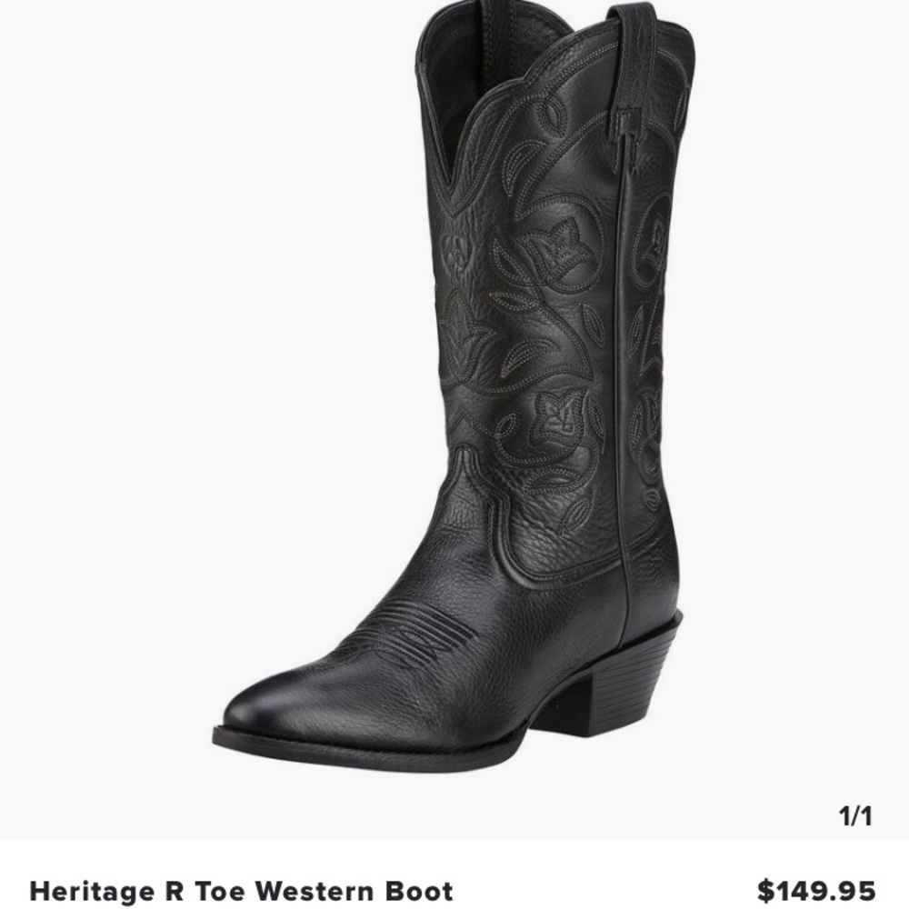 Black leather cowboy boots